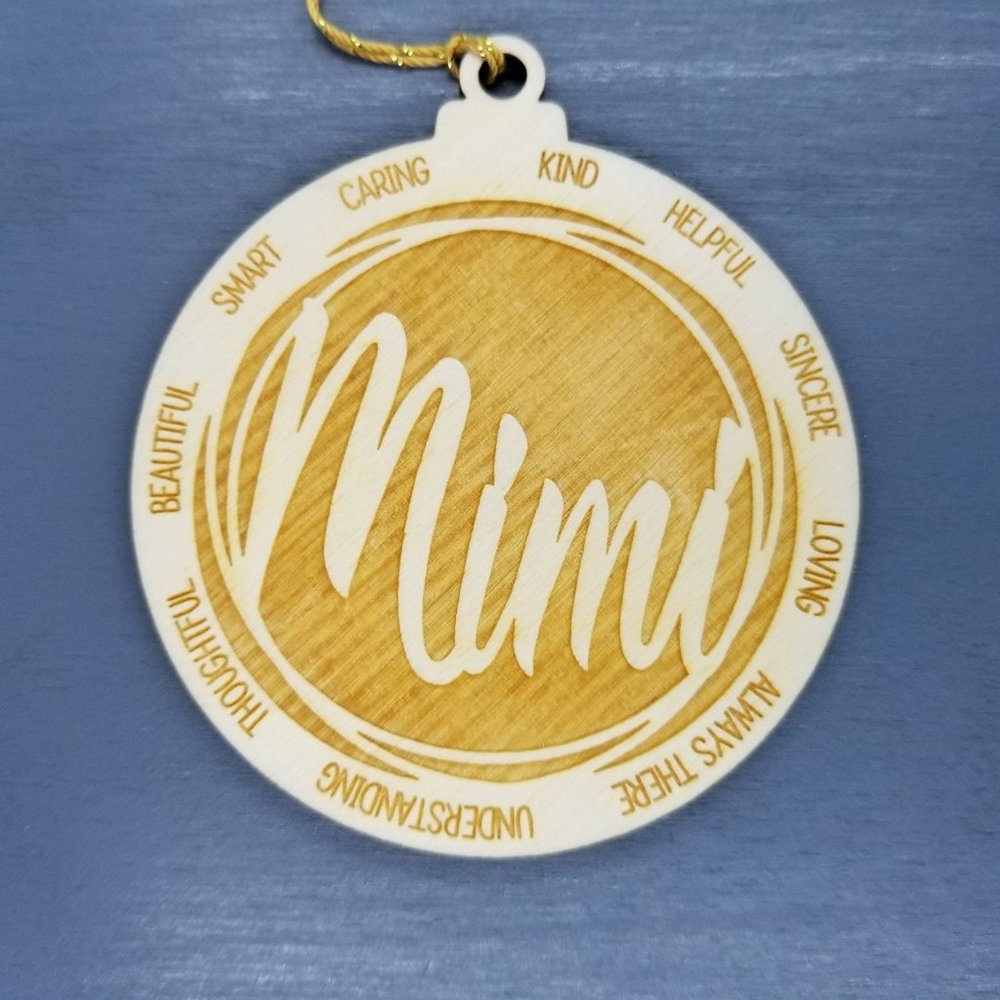 Mimi Christmas Ornament - Character Traits - Handmade Wood Ornament Gift